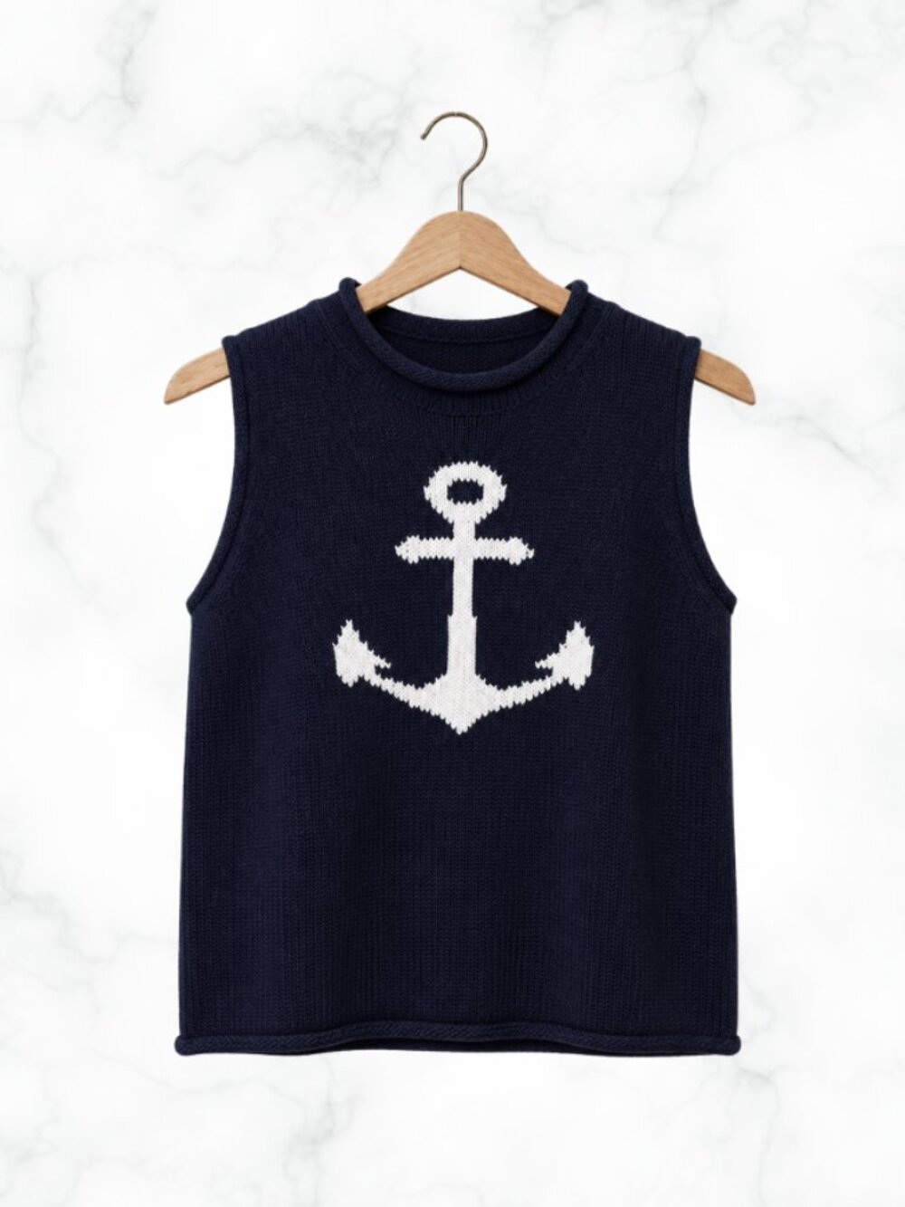 NWT | FREE ASSEMBLY Nautical Anchor Sleeveless Sweater Navy Blue S